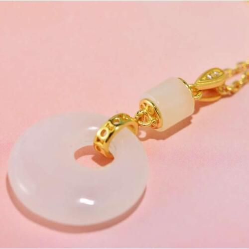 New Arrival S925 Silver Pendant Natural Hetian Jade Round Circle Necklace Pendant