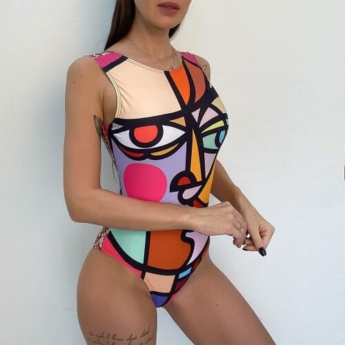 One Piece Halter Print Women Padded Push Up Swimsuit Beachwear Swimwear Bikini Set Swim Bathing Wear Beach Swimwear