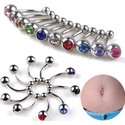 Bulk 10 Pcs Double Ball Crystal Rhinestone Navel Belly Dangle Ring Bar Jewellery
