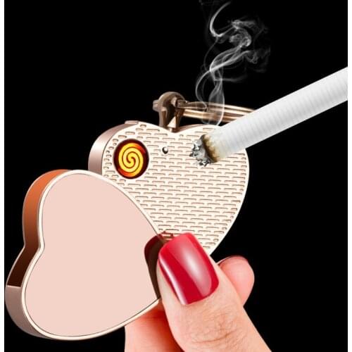 Heart-to-heart Keychain Pendant Cigarette Lighter Tanabata Valentines Day Gift Charging Lighter Regalos Para Hombre Originales