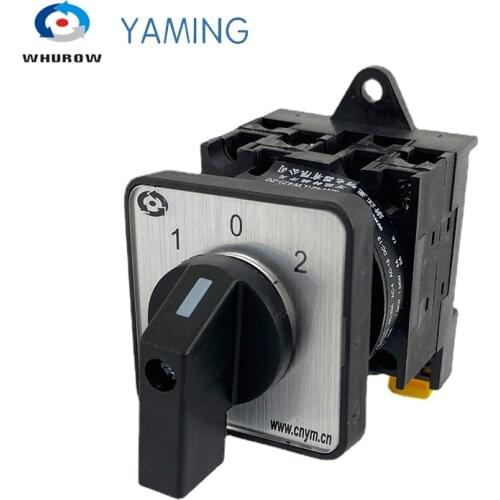 Rotary Cam Switch DIN Rail Mounting 3 Position 2 Poles 690V 20A Selector Changeover Control Circuit Dual Power YMW42-20/2
