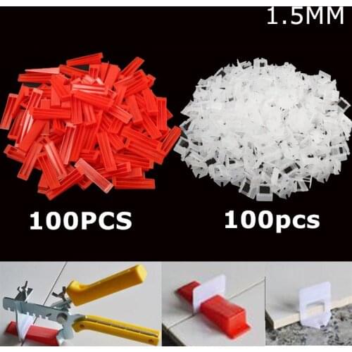 Professional tile leveling system construction tool for ceramic tile floor tile laying leveler (1.5MM 100 Clips +100 Wedges)