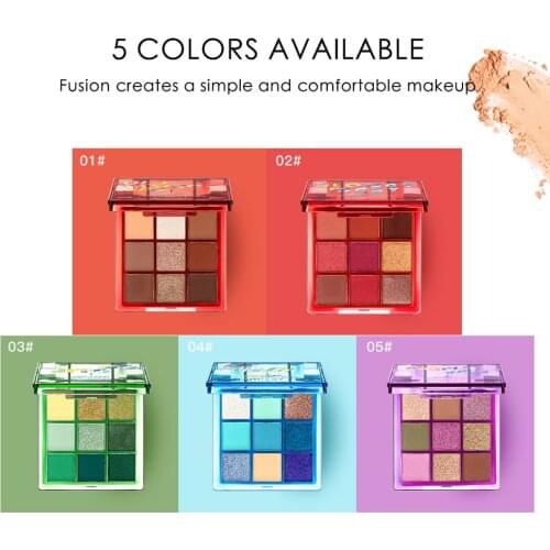 QIBEST Long Lasting 9 Colors Pearly Matte Eyeshadow Palette Eye Makeup Cosmetic