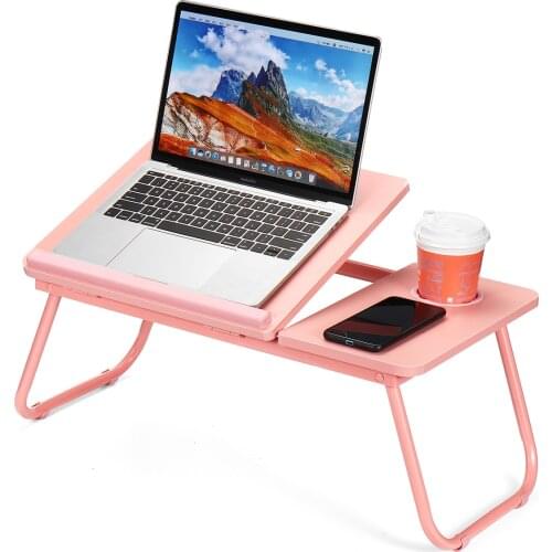 Adjustable Laptop Table for Bed Sofa Portable Notebook Tray Lap Tablet Computer Stand for Eating Writing Reading with Cup Holder