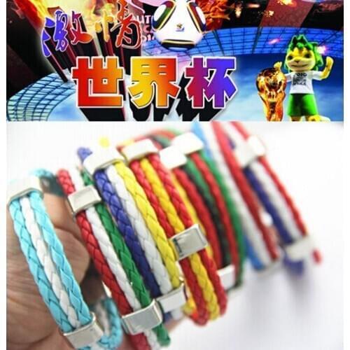 50% discount Unisex National Flag Spain Italy France Style Rope Surfer Leather Bracelet Friendship Gift Bangle Wristband