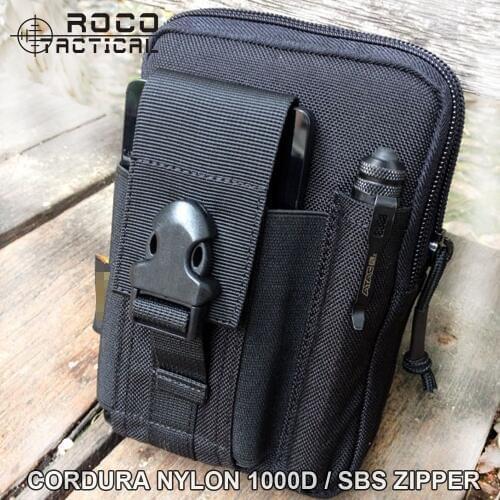 ROCOTACTICAL Molle Army Fan Tactical Waist Packs EDC Military Army Belt Waist Organizer Bags for 5.5" Smart Phone Coyote Brown