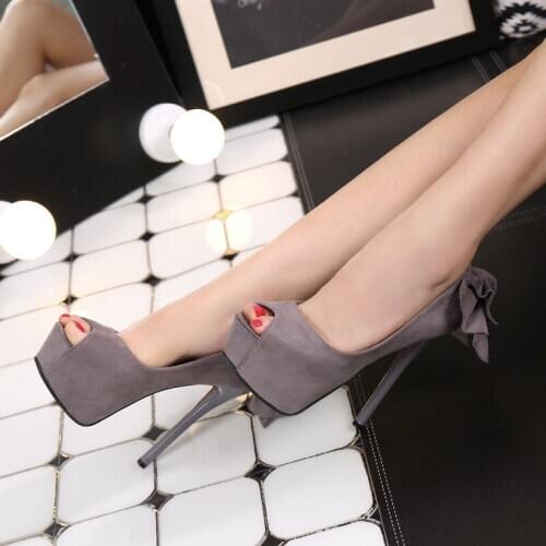 14/12cm Heels Bow Stilettos Shoes Woman Platform High Heel Girls Party Shoes Women Black Sexy High Heels Wedding Pumps for Bride