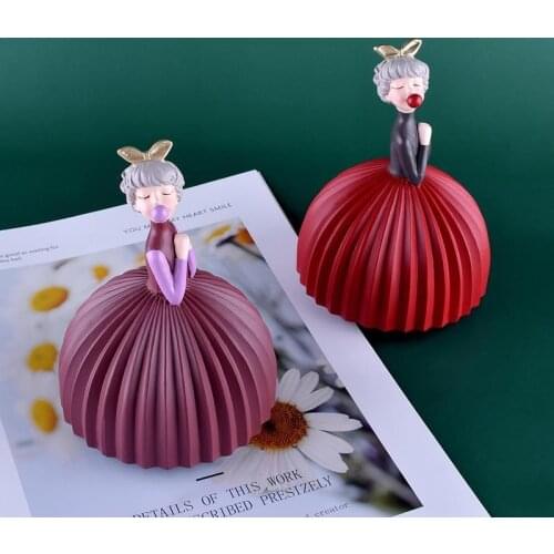 Nordic bubble girl rotating music box ballet dance home decoration, creative gift tray gift