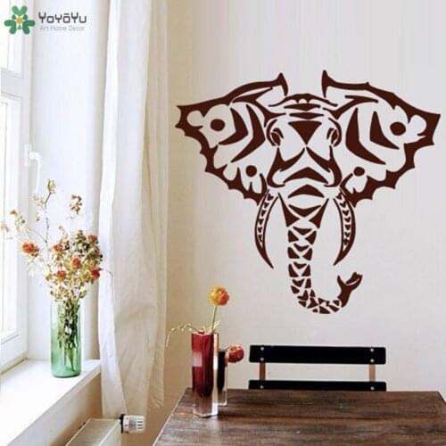 YOYOYU Wall Decal Buddhism Elephant Pattern Vinyl Wall Sticker Indian Buddha Removable Interior Yoga Studio Animal Decor CY230