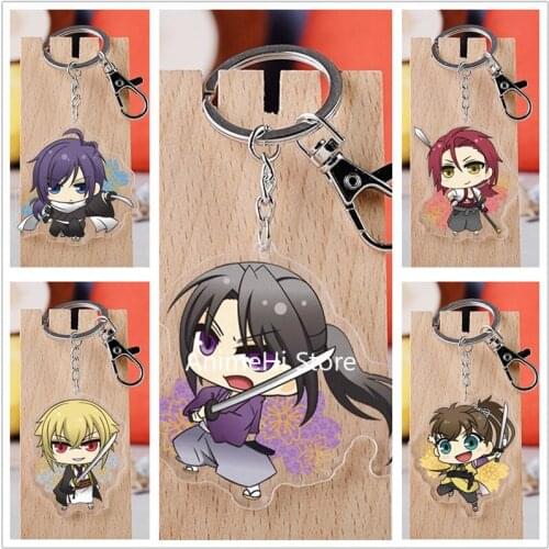 20 pcs/lot Hakuouki Shinsengumi Kitan Acrylic Keychain Toy Hijikata Toshizo Figure Bag Pendant Key Ring Gifts