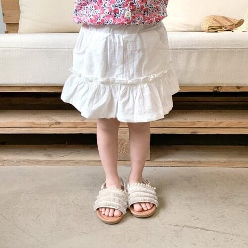 2021 Girls' Baby Korean Style Cotton Western Style Wooden Ear Skirt Skirt