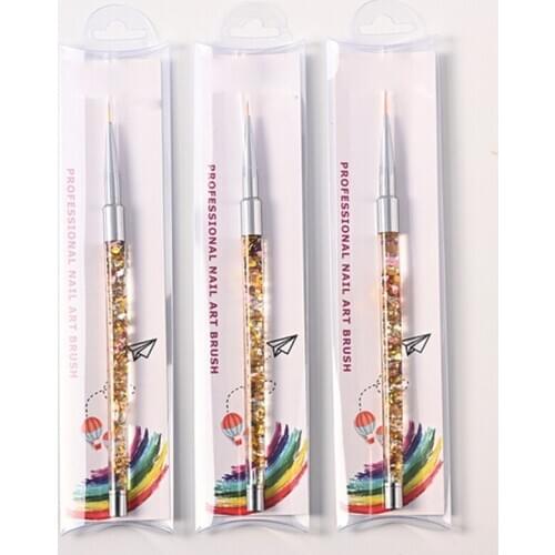 3Pcs New Golden Handle Drawing Painting UV Gel Nail Liner Brush extension Liner Polish Plastic Pen Manicure Nail Art Tool