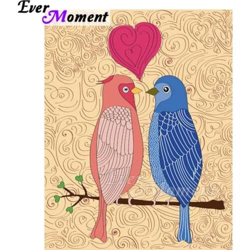 Ever Moment Diamond Painting Pink Blue Bird Heart Full Square Picture Of Rhinestone Diamond Embroidery Cross Stitch ASF1806