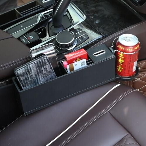 Car water cup holder multi-functional seat slot gap filler organizer phone wallet cards storage box leather seats middle box