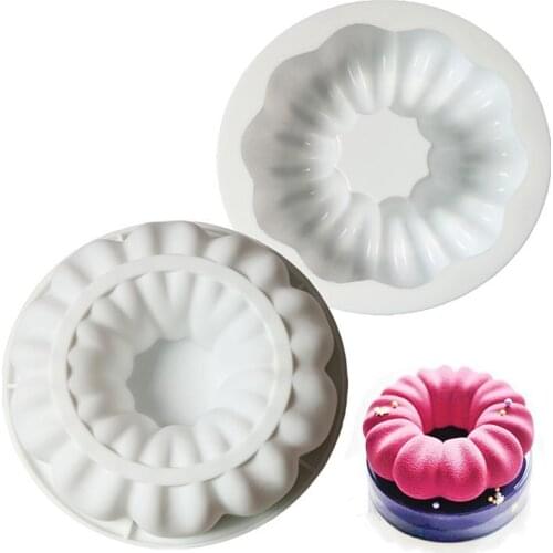 White Silicone Mousse Cake Mold French Dessert Baking Cake Tools Garland Shape Fondant Molds