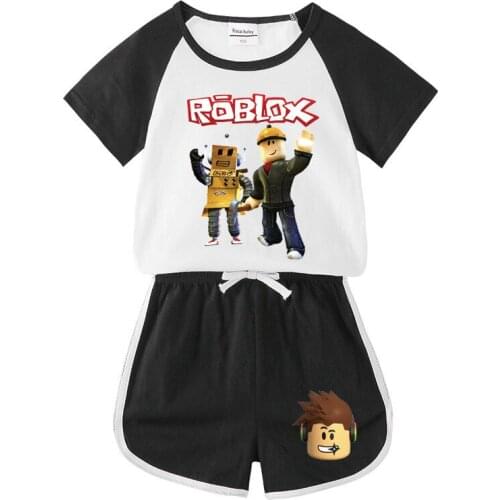 Brand Roblox Designer Cartoon Clothing Roblox Baby Boy Summer Clothes T-shirt+shorts Baby Girl Casual Clothing Set Birthday Gift