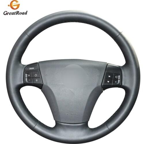 Black PU Artificial LeatherCar Steering Wheel Cover for Volvo S40 2006-2012 V50 2005-2011