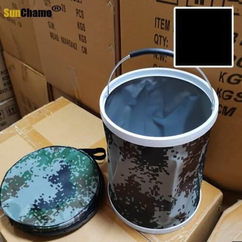 Outdoor Digital Camouflage Folding Bucket Portable Single Soldier Army Tactical Canvas Portable Fishing Car Wash Bucket