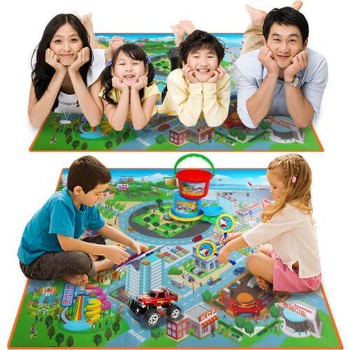 Children Kids Baby Crawling Blanket Carpet Rug City Life Learn To Walk Road Traffic Play Mat Home M09