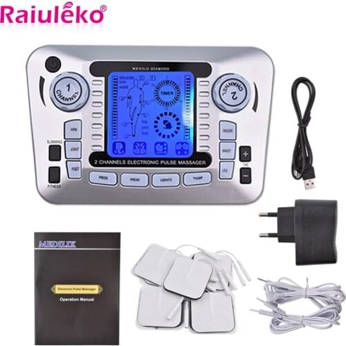 Electrical Muscle Stimulator Relax Muscle Massage Machine Pulse Tens Acupuncture Therapy Massager Slimming Fat Burner +10 Pads