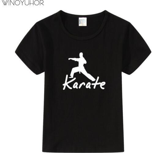 Children Fashion Print Karate Kanji T-shirts Kids Summer Tees Boys Girls Tops Baby Casual Short Sleeve Clothes