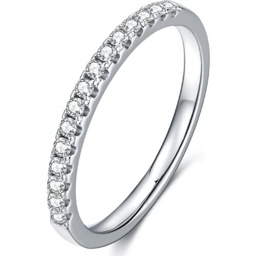 ANZIW 925 Sterling Silver Moissanite Diamond 1.5mm Exquisite Half Eternity Engagement Ring For Women Jewelry Gift