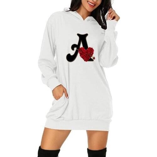 Custom Name Letter Combination Womens High Quality Printing Hoodies Flower Letter Font A Long Sleeve Clothes Femal Sweatshirts