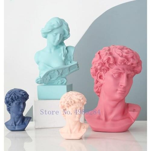 Creative Nordic Resin character sculpture Human head David Retro Crafts ornaments Imitation plaster Modern home decorations