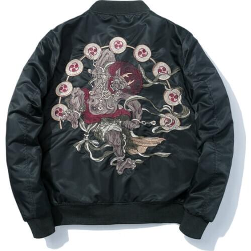 Winter Bomber Jacket Men Embroidery Anime -Pilots Baseball Uniform Japanese Harajuku Streetwear Clothes Thick Warm Casual