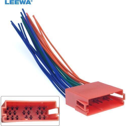 LEEWA 10X Car Stereo Audio 20Pin Male Plug Wire Harness Adapter For Volkswagen Polo/Bora/Passat/Golf/ Skoda CD Power Wire Cable