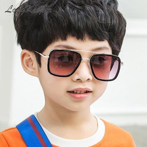 LongKeeper 2020 Vintage Kids Sunglasses Children Tony Stark Iron Man Sun Glasses Boys Girls Metal Pilot Cute Outdoor Eyeglasses