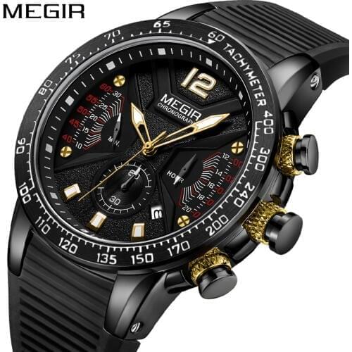 MEGIR Top Luxury Brand Mens Analog Quartz Wristwatches Mens Chronograph Luminous Men Military Army Sports Watches Clock Male
