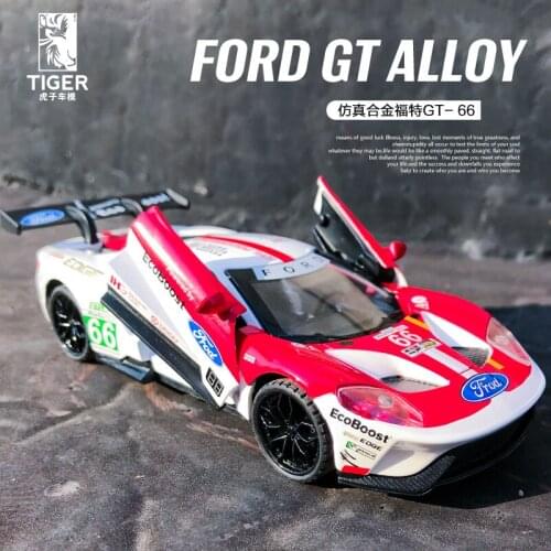 1/32 Ford GT Supercar Racing Car Model Simulation Alloy Pull Back Sound and Light Open Door Metal Toy Car Boy Gift Collection