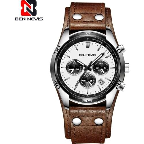 BENNEVIS 2021 Mens Quartz Watches New Fashion Leather Wristband Luxury Wristwatch Mens Multifunctional Waterproof Wristwatches