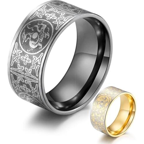 Punk Mens White Tiger Suzaku Basalt Gluttony God Beast Ring Vintage Titanium Steel Finger Ring Animal Design Personality Jewelr