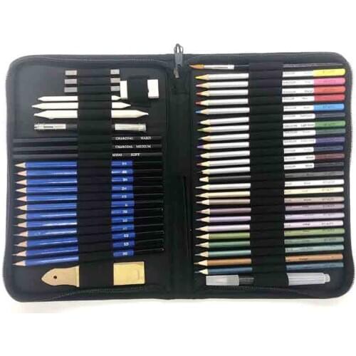 Sketch Drawing Pencil Set, 51 Sketch Color Pencil Painting Set, Professional Drawing Set, Drawing Tools for Beginners Children A