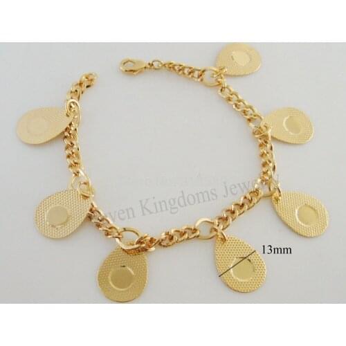 ORDER 10$ GET TRACKING INFO /NEW 7.9" - YELLOW GOLD GP EP GEP FILLED BRASS WATER DROP CHARM LINK BRACELET/GREAT GIFT