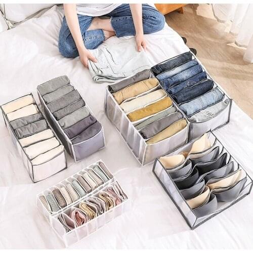 Dormitory closet organizer for socks home separated underwear storage box 7 grids bra organizer foldable drawer organizer