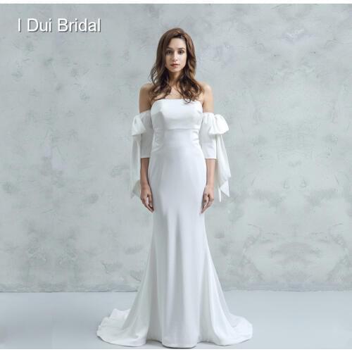 Strapless Bow Tie Wedding Dress with Ruffles Unique Design New Bridal Gown