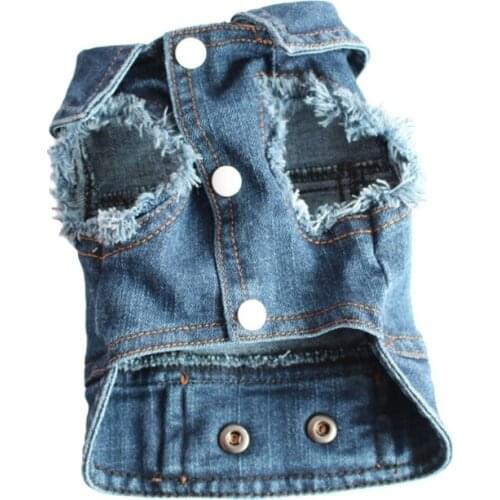 Dog Casual Denim Lapel Vest Fashion Cowboy Clothes Jacket Clothing Coat Costume Outfits for Pet Puppy