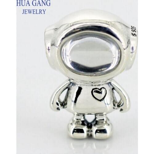 S925 Sterling Silver Astronaut Bead Fits Original Pandora Bracelet DIY Charms Jewelry Making for Women