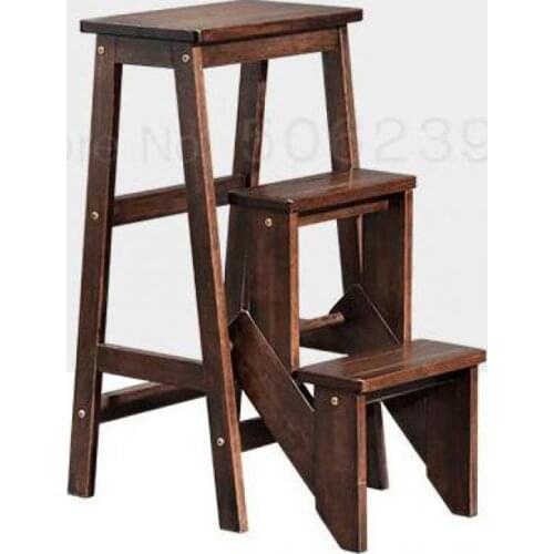 Solid Wood Folding Ladder Chair Multifunctional Ladder Stand Dual-purpose Stairstool For Footwear Stand Household