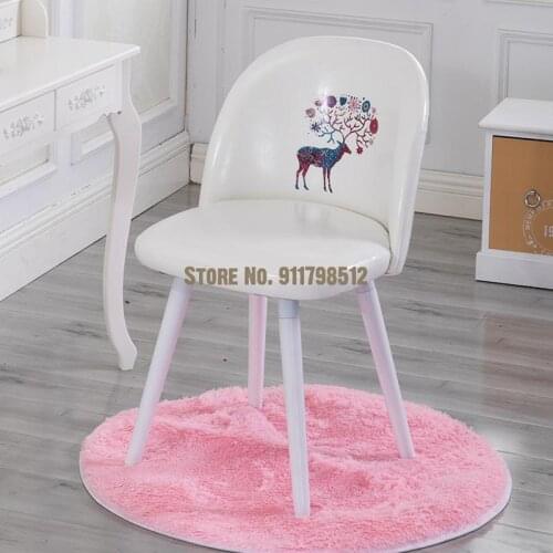 Modern and simple solid wood makeup stool chair backrest Nordic dressing table stool desk chair girl dressing chair writing chai