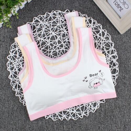 Developmental girls' bra cotton cartoon print without steel ring with removable chest pad sports wrapped chest 8 to 16Y