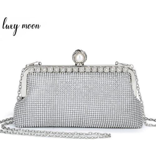 Womens Wedding Clutch Bags Luxury Design Silver Rhinestone Evening Bags Party Purses and Handbags Chain Shoulder Bag ZD1778