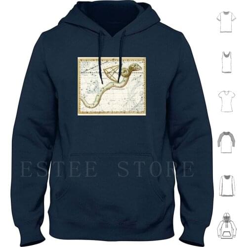 Vintage Astrological Chart 'Serpens' Hoodies Long Sleeve Designer Magic Myth Fortune Medium Psychic Starchart Cool