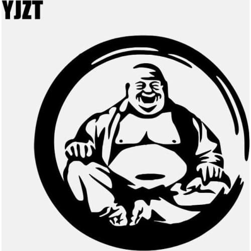 YJZT 15.6CM*15.6CM Maitreya Buddha Buddhism Vinyl Decal Car Sticker Black/Silver C3-1496