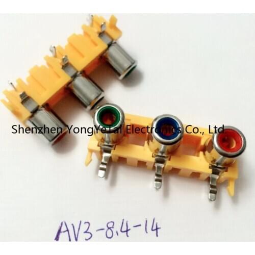 YYT 10PCS 3-hole RCA lotus seat seat 3 Cinch audio input socket AV Block AV3-8.4-14