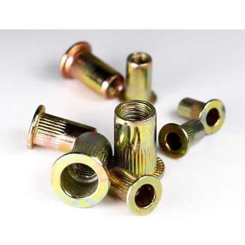 10Pcs M3 M4 M5 M6 M8 M10 M12 Insert Nutsert Cap Rivet Nut Zinc Plated Carbon Steel Knurled Nuts Rivnut Flat Head Threaded