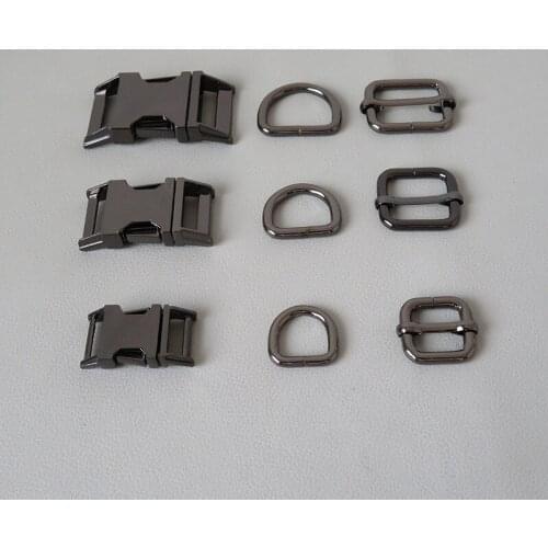 100Sets/Lot Metal Buckle Clip Clasp Belt Straps Half Ring For Bag Dog Collar Paracord Hook Adjuster Slider Harness Hardware